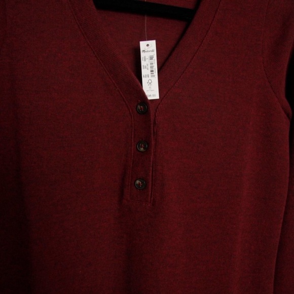 NWT Madewell Long Sleeve Henley Midi Dress Small Heather Rusted Red - Picture 5 of 9